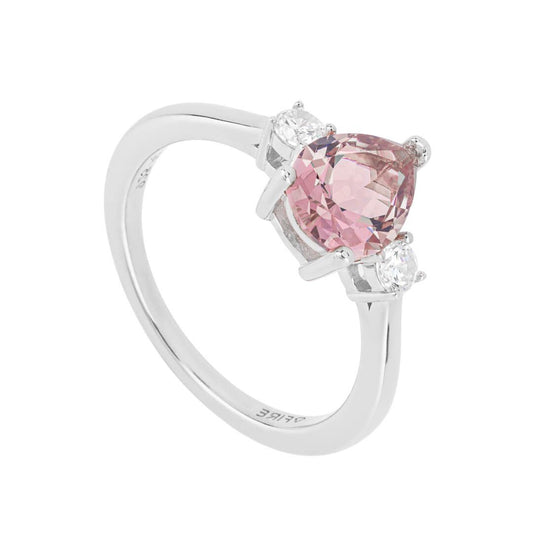 Diamonfire silver with pink and white cubic zirconia teardrop ring