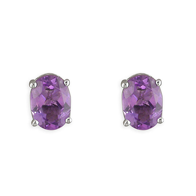 Silver and Amethyst Stud Earrings