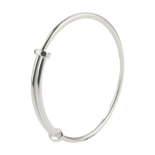 Silver expanding oval bangle