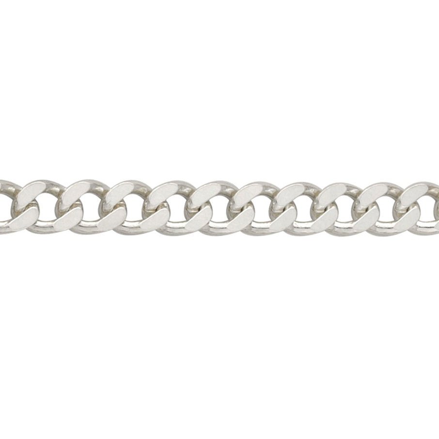 Gents silver hammered & filed curb chain