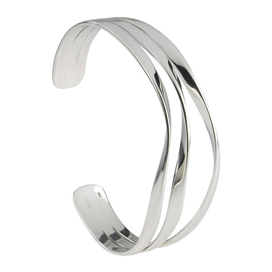 Silver 3 bar twist torque bangle