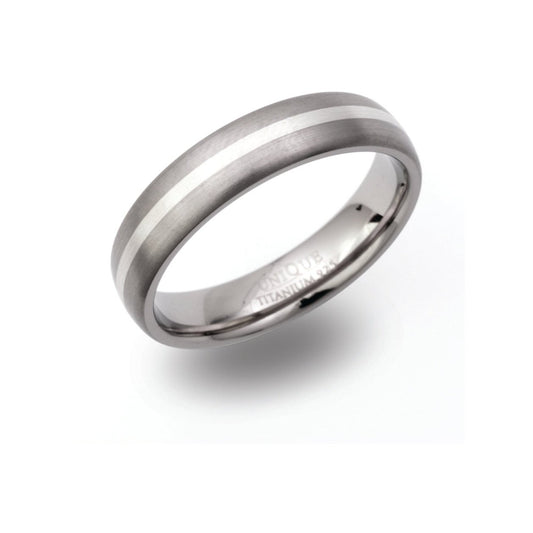 Gents titanium and silver ring