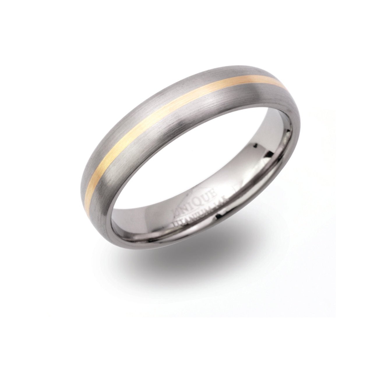 Gents titanium & 14CT yellow gold ring