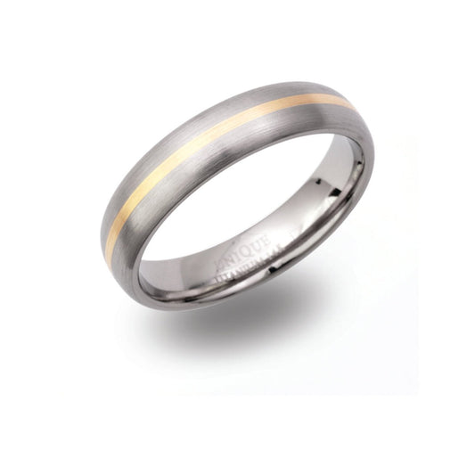 Gents titanium & 14CT yellow gold ring