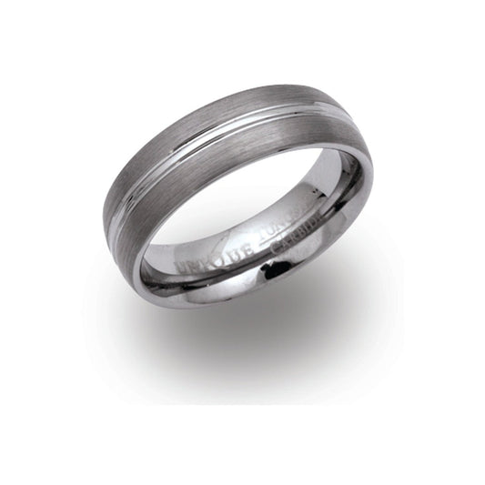 Gents tungsten ring with centre band