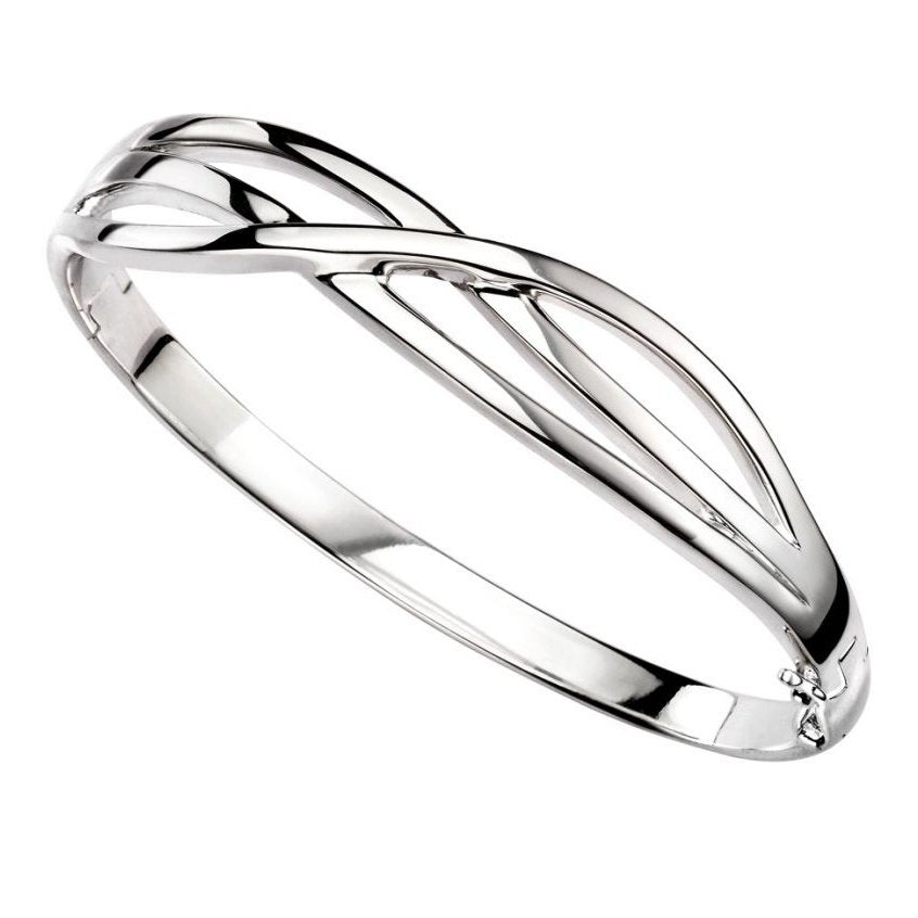 Silver Cross Over Bangle