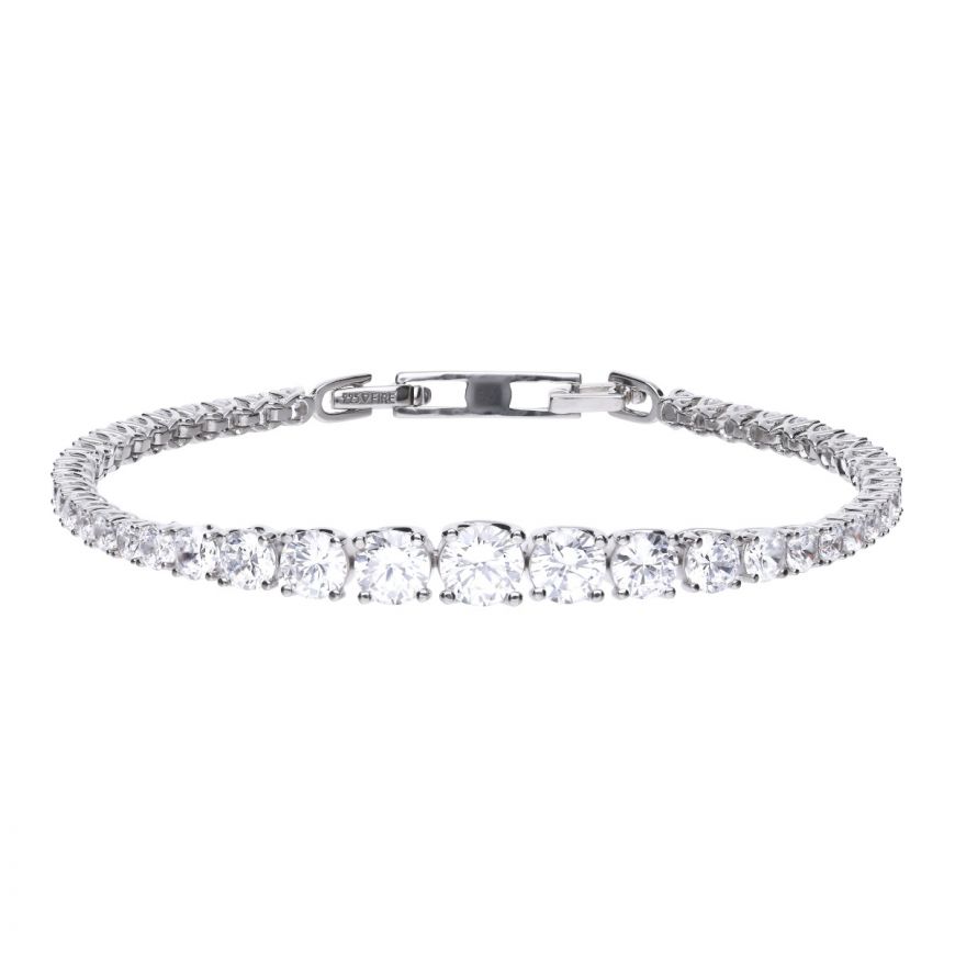 Diamonfire Silver And Cubic Zirconia Graduated Tennis Bracelet