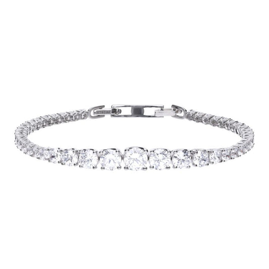 Diamonfire Silver And Cubic Zirconia Graduated Tennis Bracelet