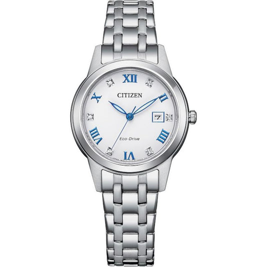 Citizen Eco-Drive Crystal White Dial Ladies Watch