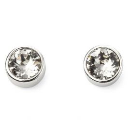 Silver and Cubic Zirconia Birthstone Stud Earrings (April)