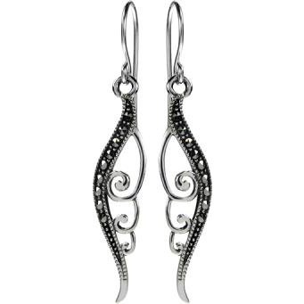 Silver and Marcasite Drop Earrings