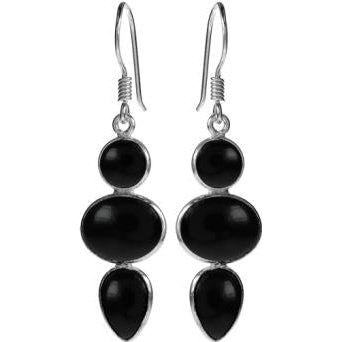 Silver and Black Onyx cascading Drop Earrings