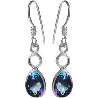 Silver and Mystic Topaz Teardrop Earrings