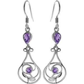 Silver and Amethyst Drop Earrings