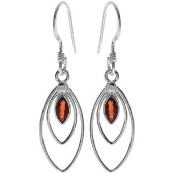 Silver and Garnet Drop Earrings