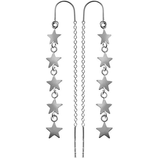 Silver Cascading Stars Drop Earrings