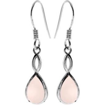 Silver and Rose Quartz Drop Earrings