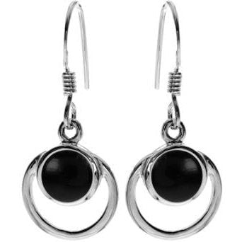 Silver and Black Onyx Drop Earrings