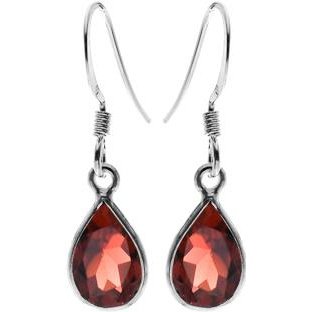 Silver and Garnet Drop Earrings