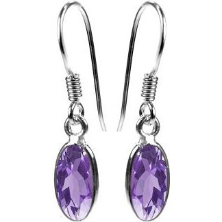 Silver and Amethyst Silver Drop Earrings