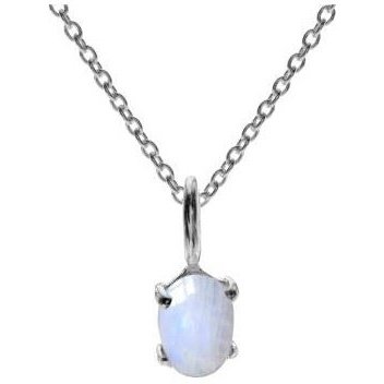 Silver and oval Rainbow Moonstone pendant