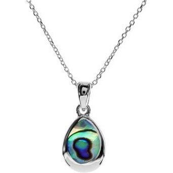 Silver and Paua Shell teardrop pendant