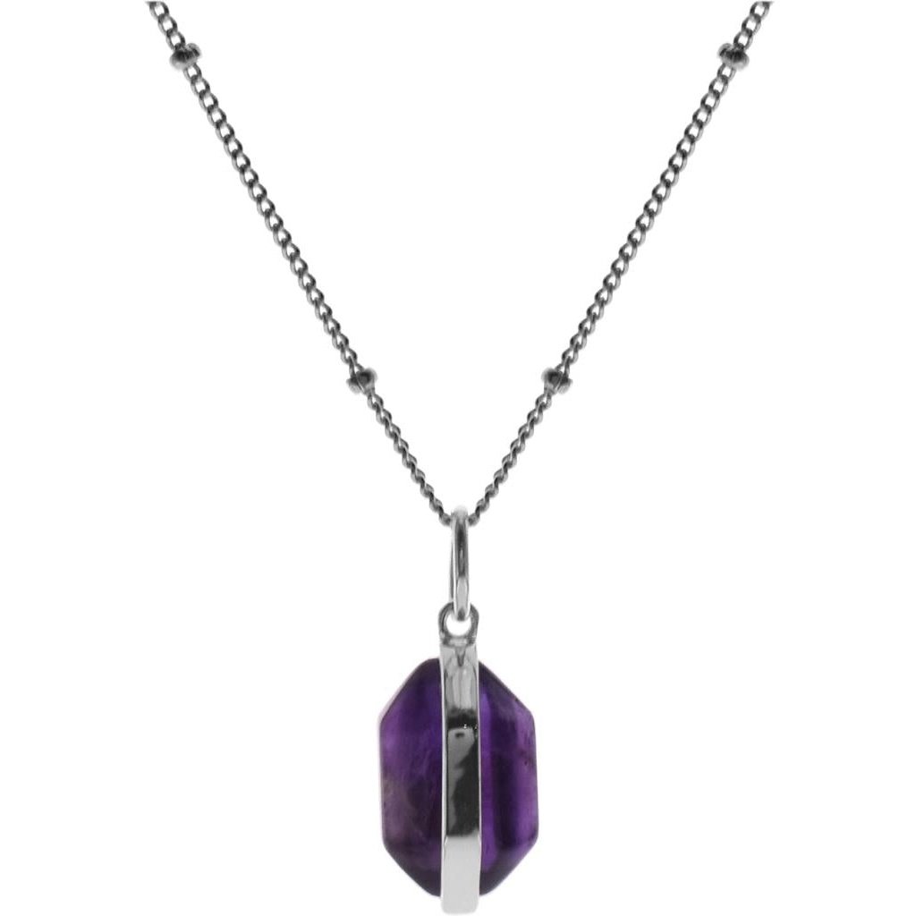 Silver and Amethyst hexagonal pendant