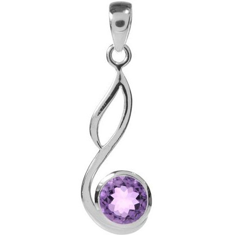 Silver and Amethyst open loop pendant