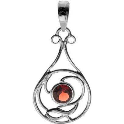 Silver and Garnet Art nouveau style teardrop pendant