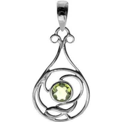 Silver and Peridot Art nouveau style teardrop pendant