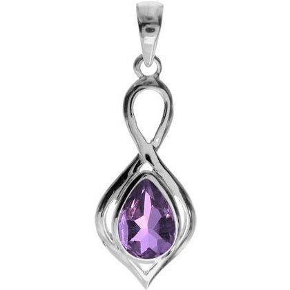 Silver and Amethyst dart-shaped pendant