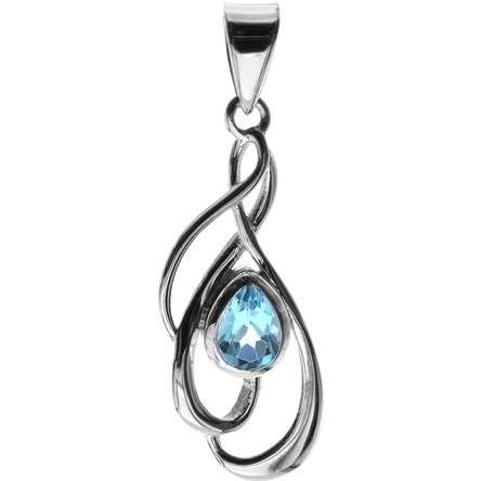 Silver and Blue Topaz open swirl pendant