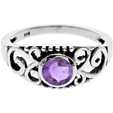 Silver and Amethyst Vintage Style Ring