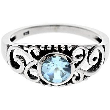 Silver and Blue Topaz Vintage Style Ring