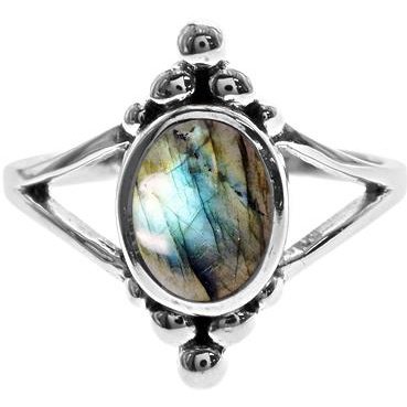 Silver and Labradorite Split Band Ring.