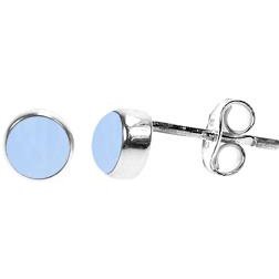 Silver & blue charlcedony 5mm stud earrings