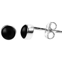 Silver & black onyx 5mm round stud earrings