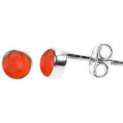 Silver & carnelian 5mm stud earrings