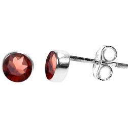 Silver & garnet facet 5mm stud earrings