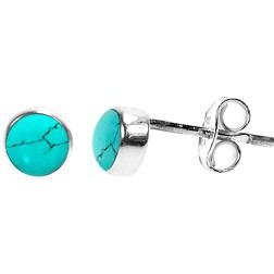 Silver & turquoise 5mm round stud earrings