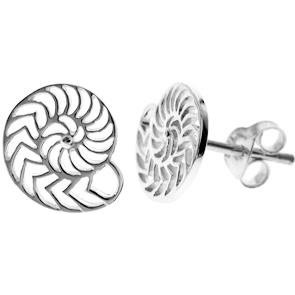 Silver Ammonite Stud Earrings