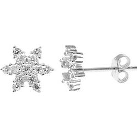 Silver & cubic zirconia snowflake stud earrings