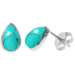 Silver & turquoise teardrop stud earrings