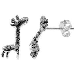 Silver Giraffe Stud Earrings