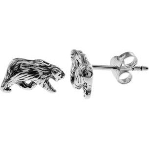 Silver Bear Stud Earrings