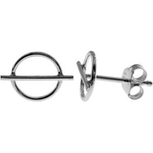 Silver Hoop and Bar Stud Earrings