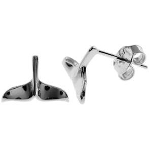 Silver Whale Tail Stud Earrings