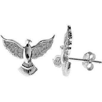 Silver & cubic zirconia rising phoenix stud earrings