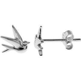 Silver Swallow Stud Earrings