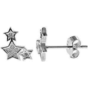 Silver & Cubic Zirconia Star Stud Earrings